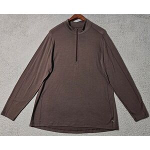 REI Co Op 100% Merino Wool Base Layer 1/2 Zip Pullover Brown Mens Sz XL Outdoor